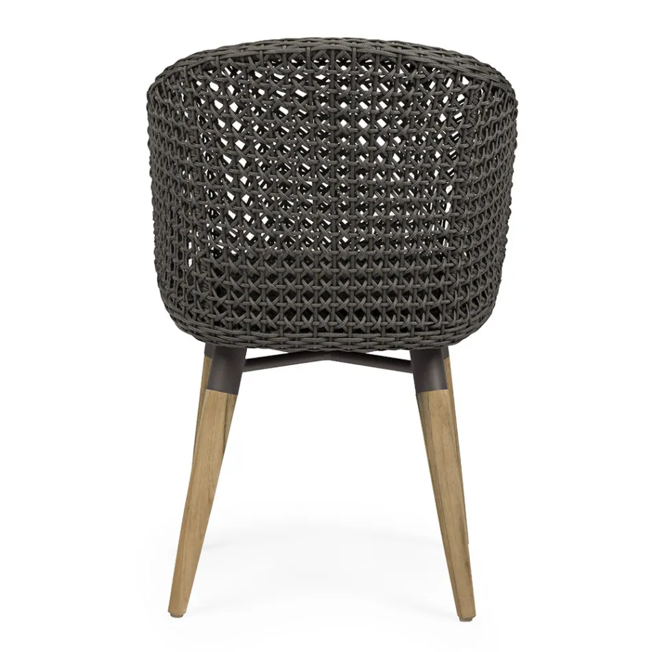 Sillón de jardín con patas de teca y asiento de tela, Homemotion - Chantall Viadurini