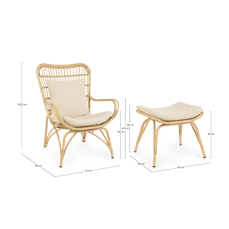 Sillón de Jardín con Reposapiés y Tejido de Fibra Sintética - Matter Viadurini