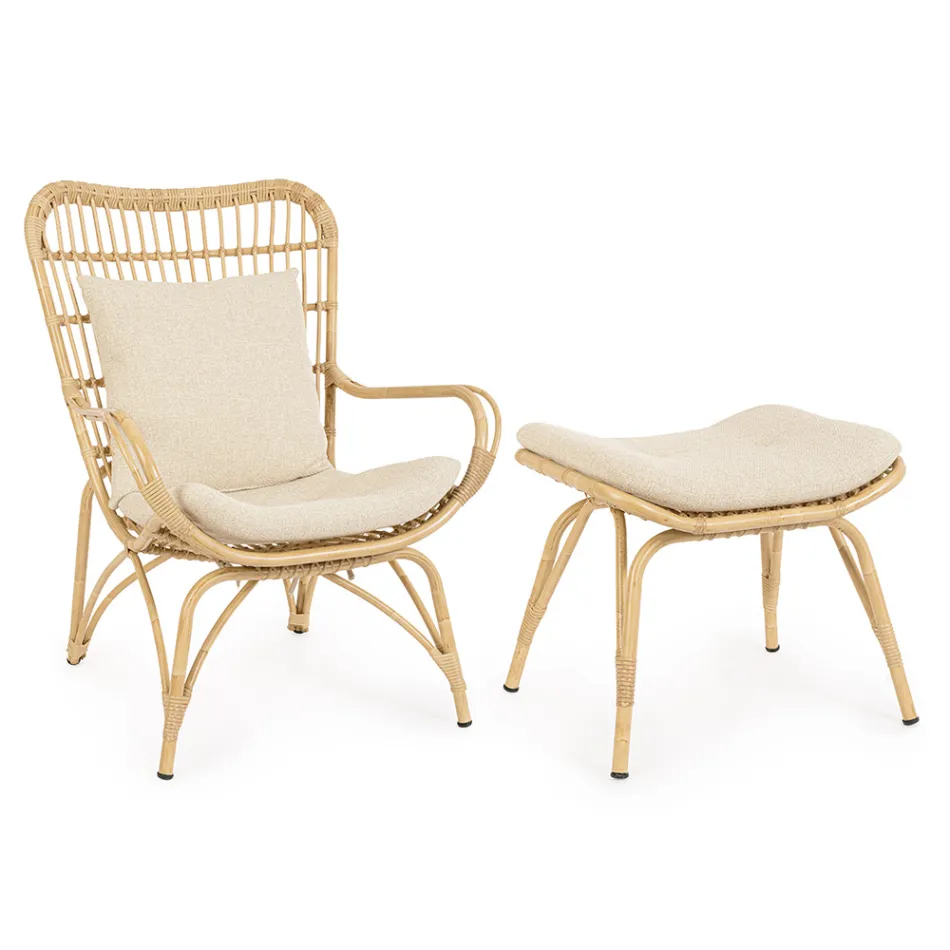 Sillón de Jardín con Reposapiés y Tejido de Fibra Sintética - Matter Viadurini