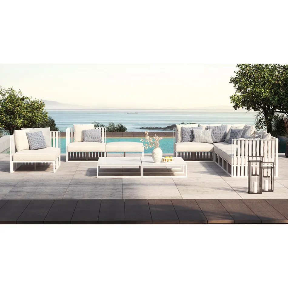 Sillón de jardín con asiento de tela y estructura de aluminio Made in Italy - Juliediv Viadurini