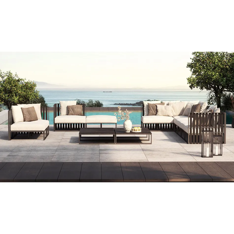 Sillón de jardín con asiento de tela y estructura de aluminio Made in Italy - Juliediv Viadurini