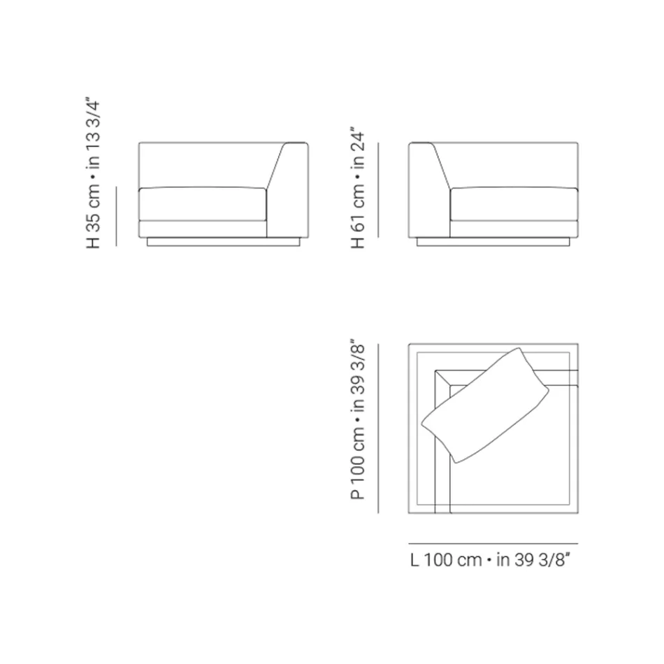 Sillón de jardín con estructura de esquina derecha Made in Italy - Rubik Viadurini