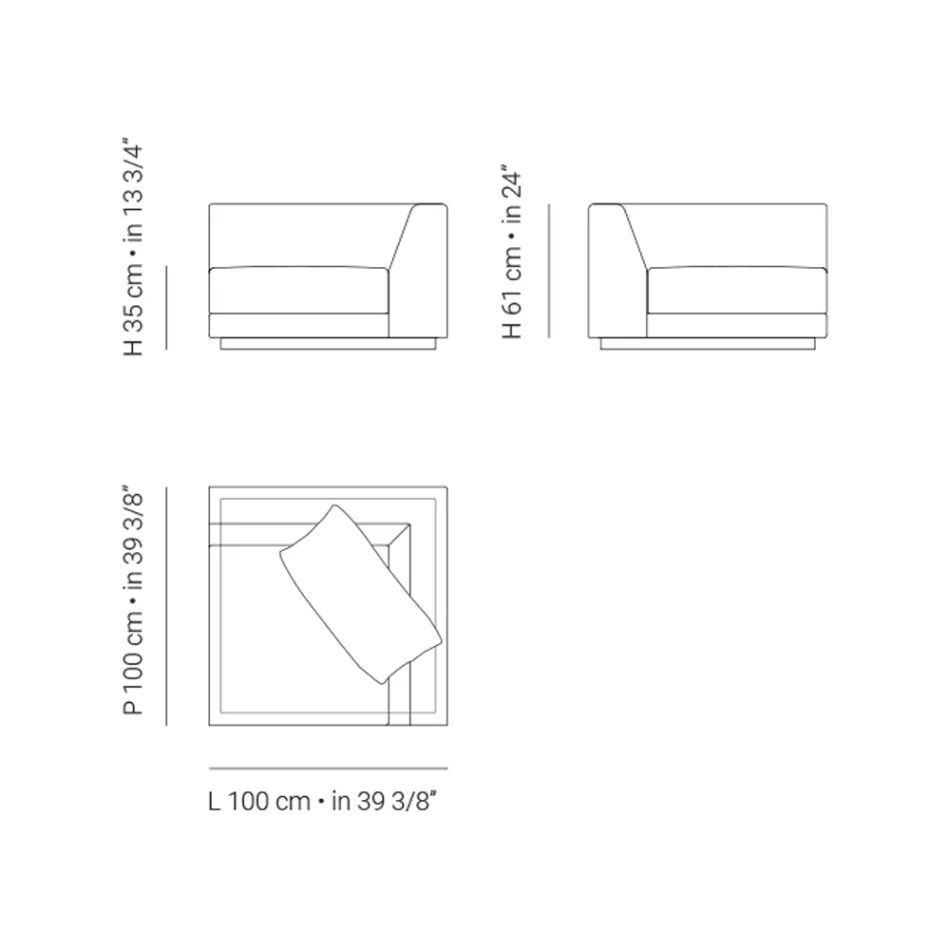 Sillón de jardín con estructura de esquina izquierda Made in Italy - Rubik Viadurini