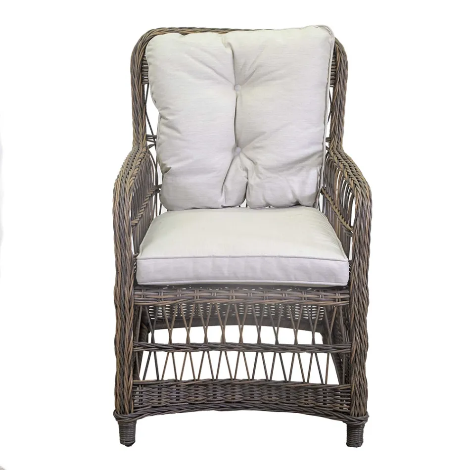 Silla de jardín con estructura de aluminio recubierta de poliratán - Puntina Viadurini