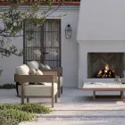 Silla de jardín con estructura de madera de teca fabricada en Italia - Briga Viadurini