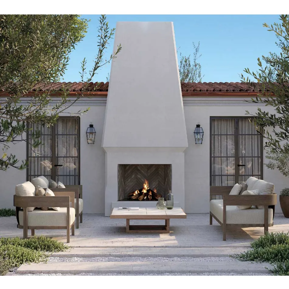 Silla de jardín con estructura de madera de teca fabricada en Italia - Briga Viadurini