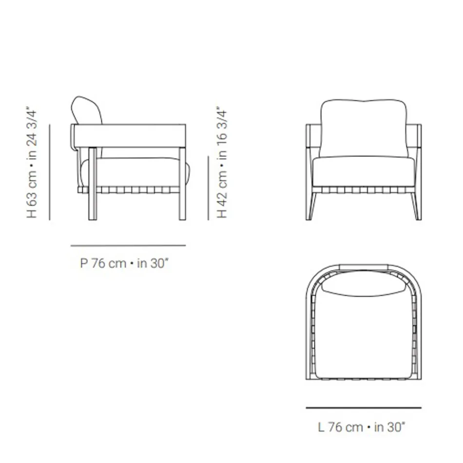Silla de jardín con estructura de madera de teca fabricada en Italia - Briga Viadurini