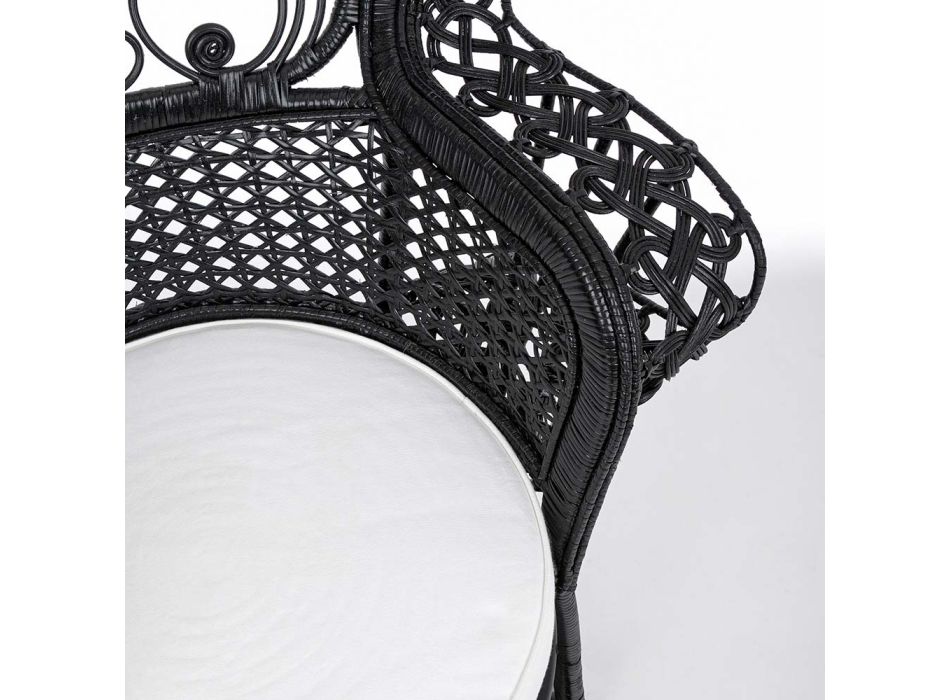 Sillón de jardín de exterior de diseño de lujo en ratán negro - Serafino Viadurini
