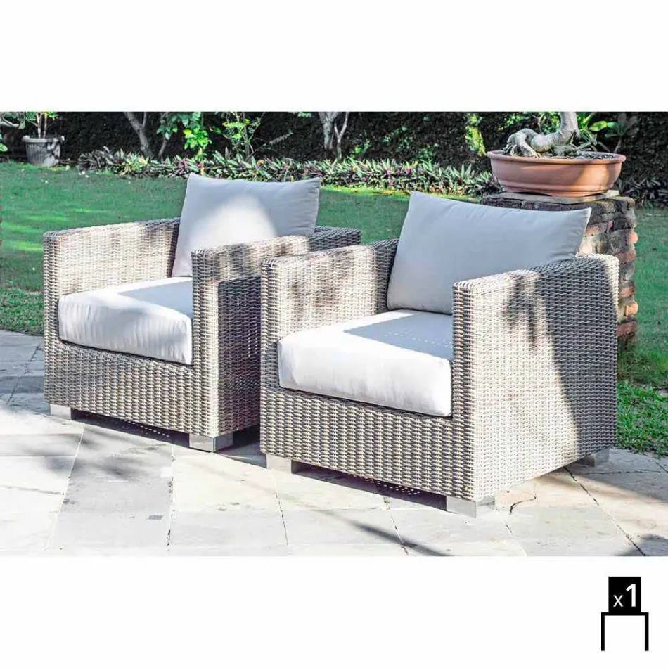 Sillón de diseño mano tejida jardín Elsa Viadurini