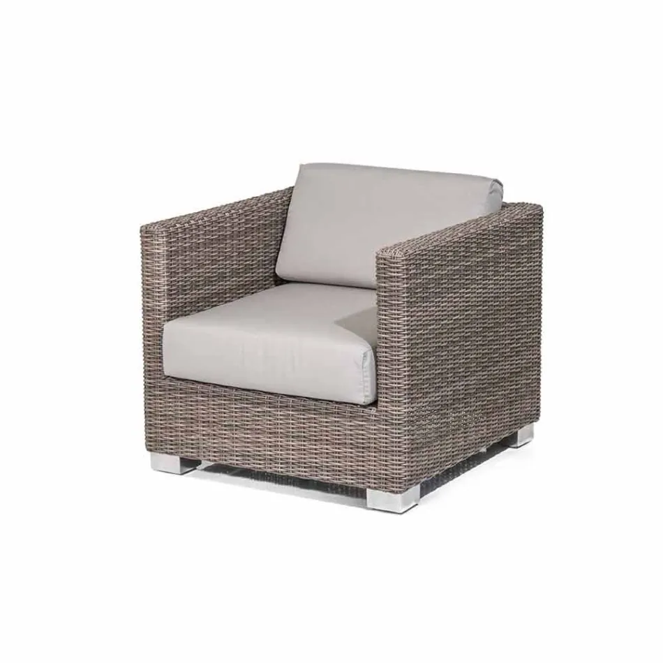 Sillón de diseño mano tejida jardín Elsa Viadurini