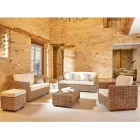 Sillón de jardín en abacá natural con cojines - Raziel Viadurini