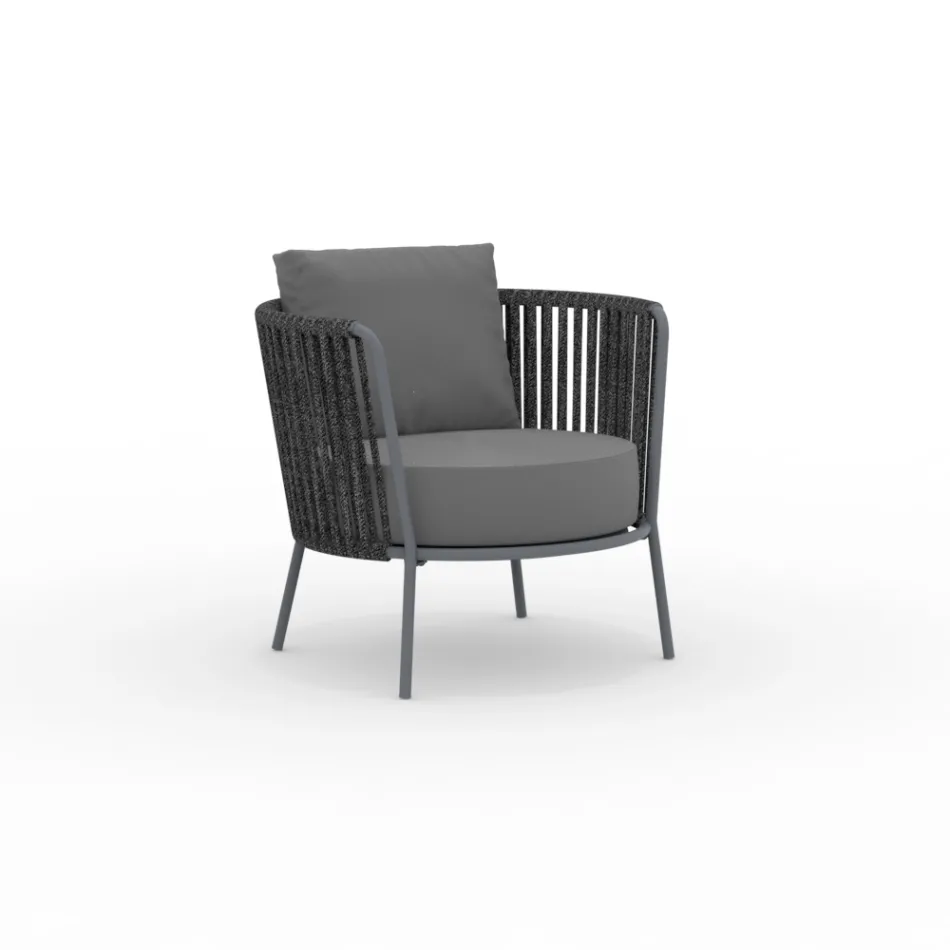 Sillón de jardín de acero inoxidable y respaldo de cuerda - Luxura Viadurini