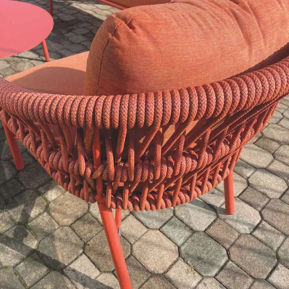 Silla de jardín en aluminio, cuerda y tela marsala o blanca - Brise Viadurini