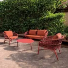 Silla de jardín en aluminio, cuerda y tela marsala o blanca - Brise Viadurini