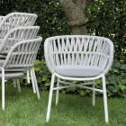 Silla de jardín en aluminio, cuerda y tela marsala o blanca - Brise Viadurini