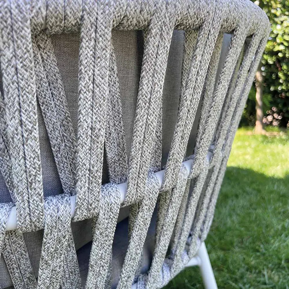 Silla de jardín en aluminio, cuerda y tela marsala o blanca - Brise Viadurini