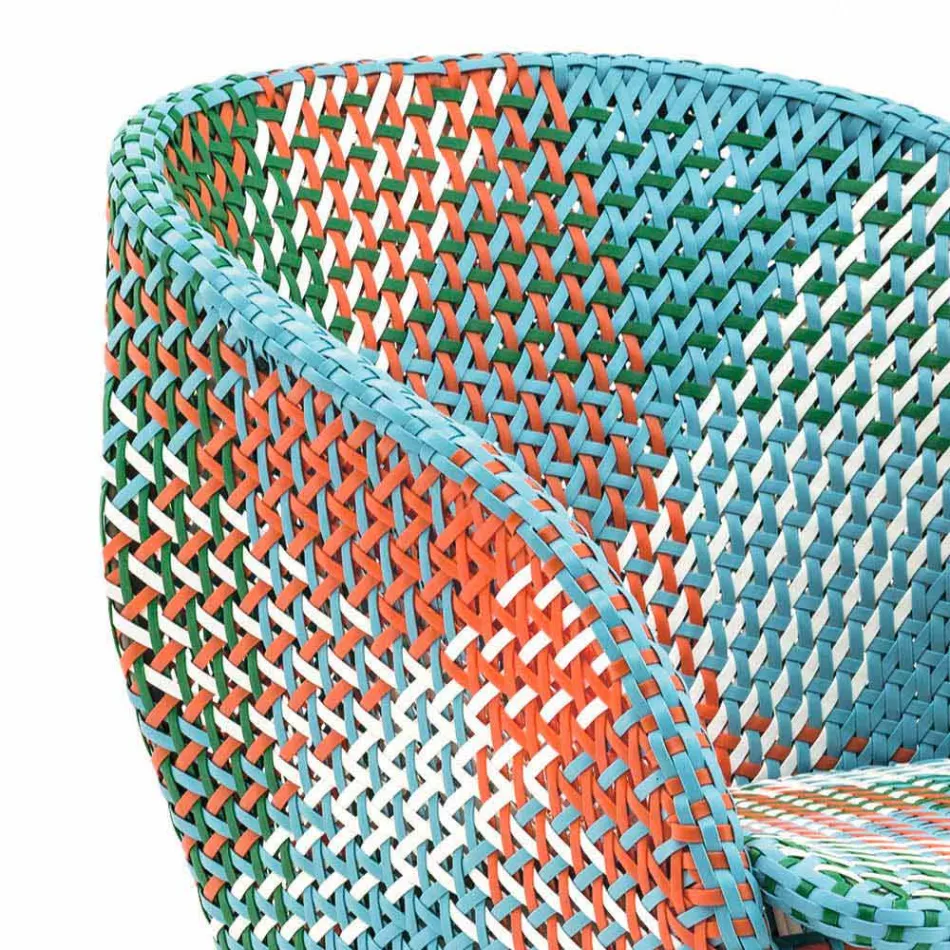 Sillón de jardín de fibra sintética trenzada de colores - Maat by Varaschin Viadurini