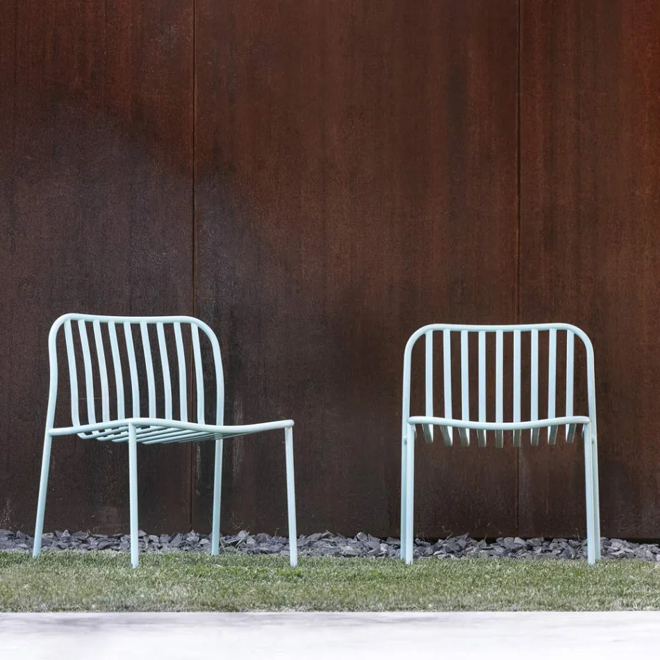 Sillón de jardín apilable de metal Made in Italy 2 piezas - Simply Viadurini