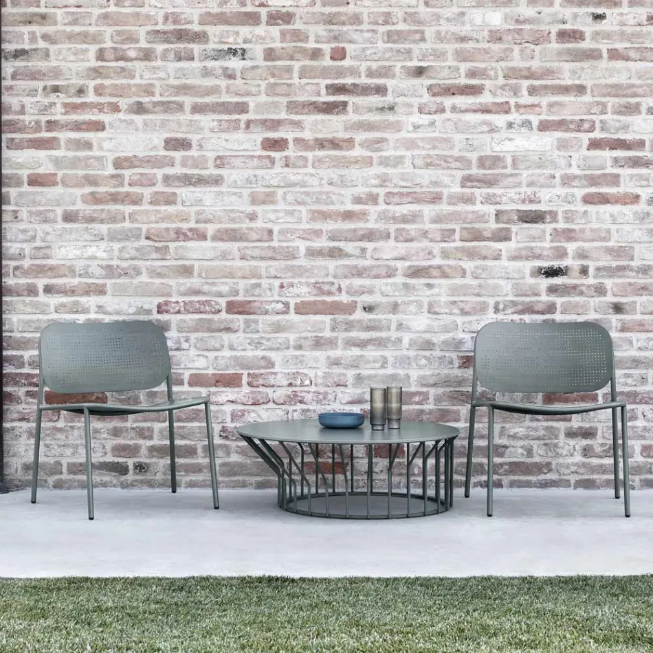 Sillón de Jardín de Metal Pintado Made in Italy 2 Piezas - Synergy Viadurini