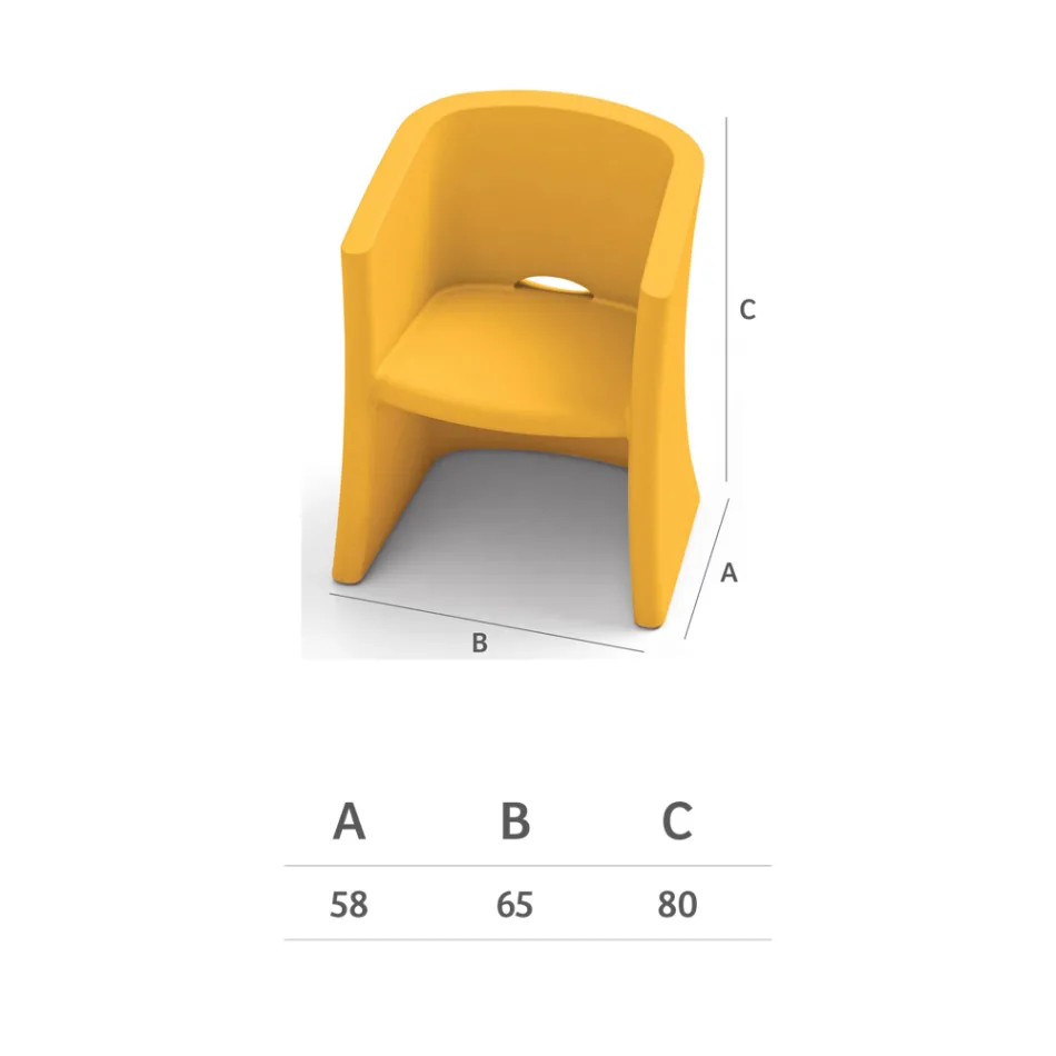 Sillón de jardín en polietileno con reposabrazos Made in Italy - Perez Viadurini