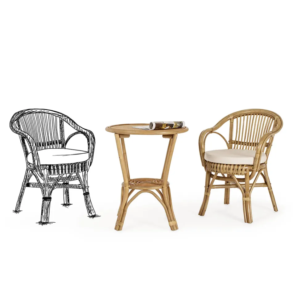 Sillón de Jardín de Diseño en Ratán Natural para Exterior - Sporalizia Viadurini