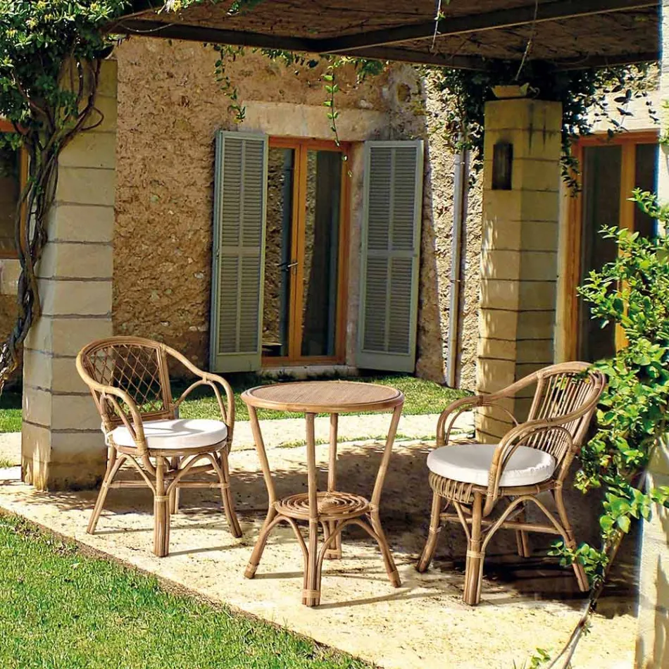 Sillón de Jardín de Diseño en Ratán Natural para Exterior - Sporalizia Viadurini