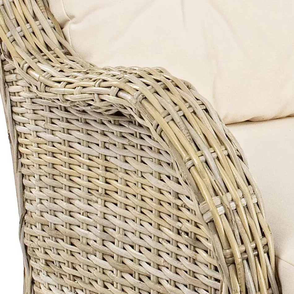 Sillón de Jardín de Ratán Natural para Exterior con Cojines - Supreme Viadurini