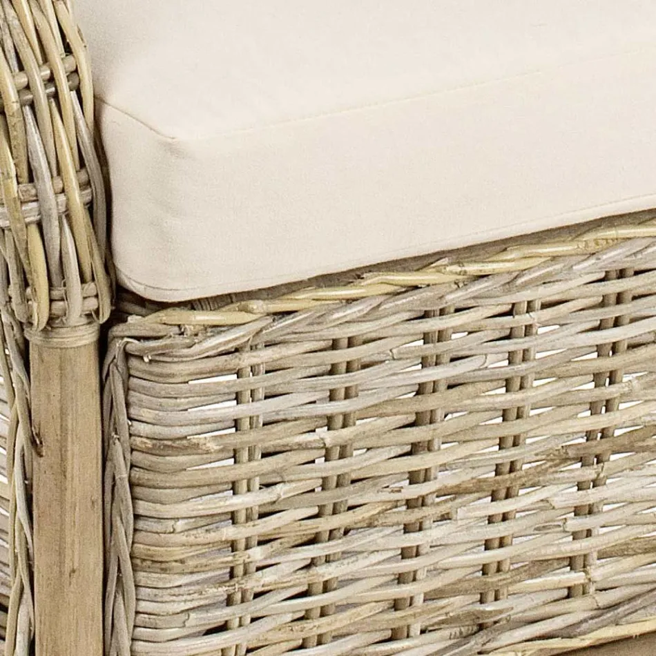 Sillón de Jardín de Ratán Natural para Exterior con Cojines - Supreme Viadurini