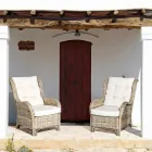 Sillón de Jardín de Ratán Natural para Exterior con Cojines - Supreme Viadurini
