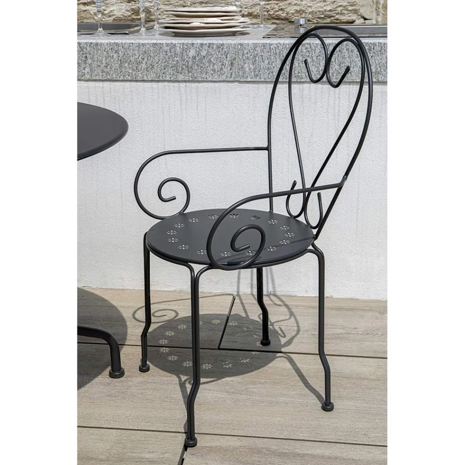 Silla de jardín totalmente de metal - Archivo Viadurini