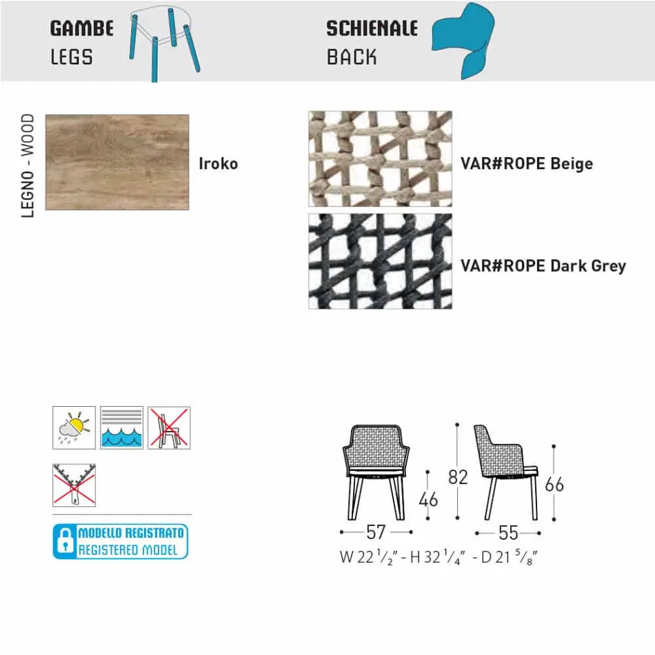 Sillón de jardín Varaschin Emma moderno en madera maciza de iroko Viadurini