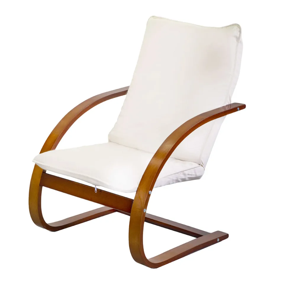 Sillón de interior de madera de abedul y tela - Abissi Viadurini