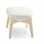 Sillón de salón con reposapiés en cuero y madera Made in Italy - Mariposa Viadurini