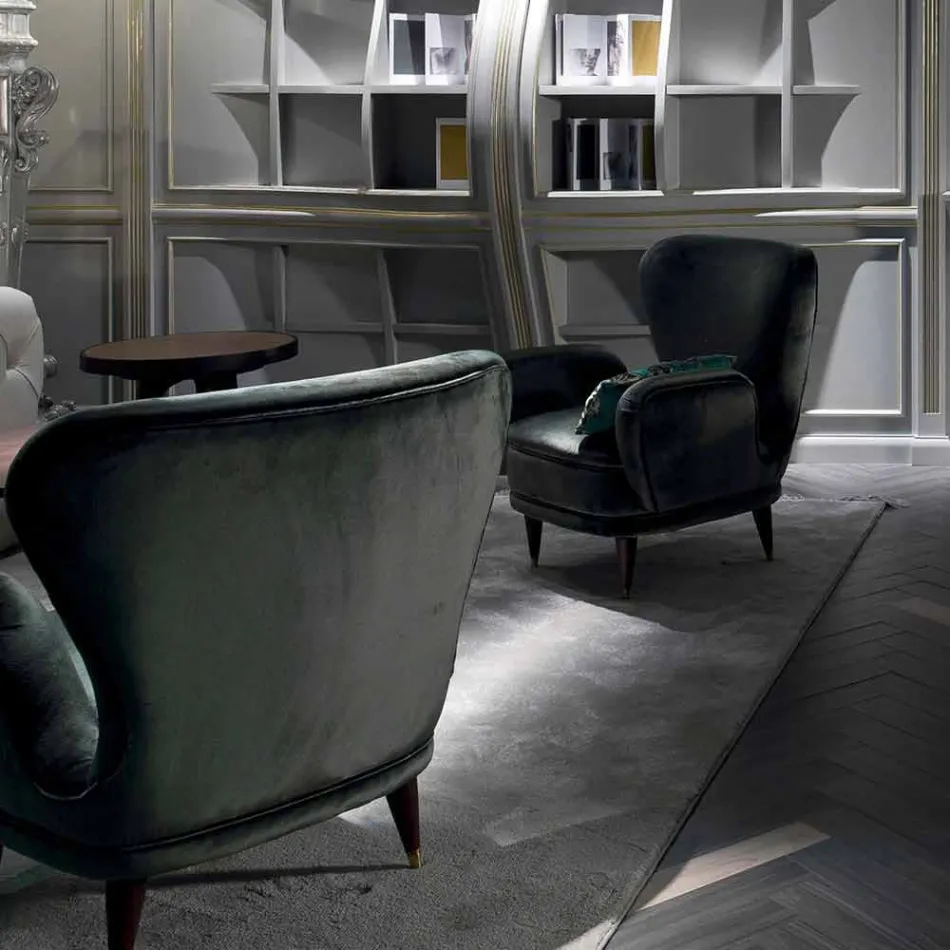 Chaise longue tapizada de diseño clásico, L78xP75cm, Benny Viadurini