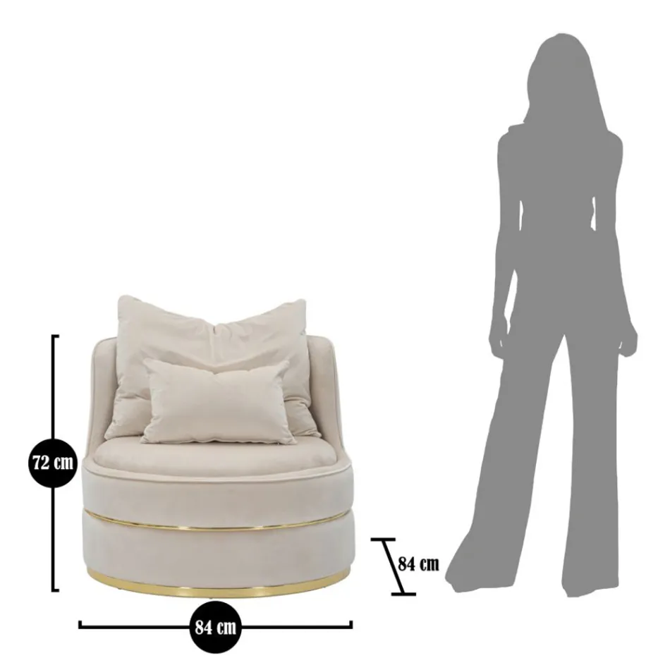 Sillón de Salón Tapizado y Tapizado en Tela con Decoraciones - Parche Viadurini