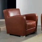 Sillón de salón en madera, cuero y metal Made in Italy - Burlesco Viadurini
