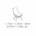 Sillón de salón en cuero y tela con base de madera Made in Italy - Ama Viadurini