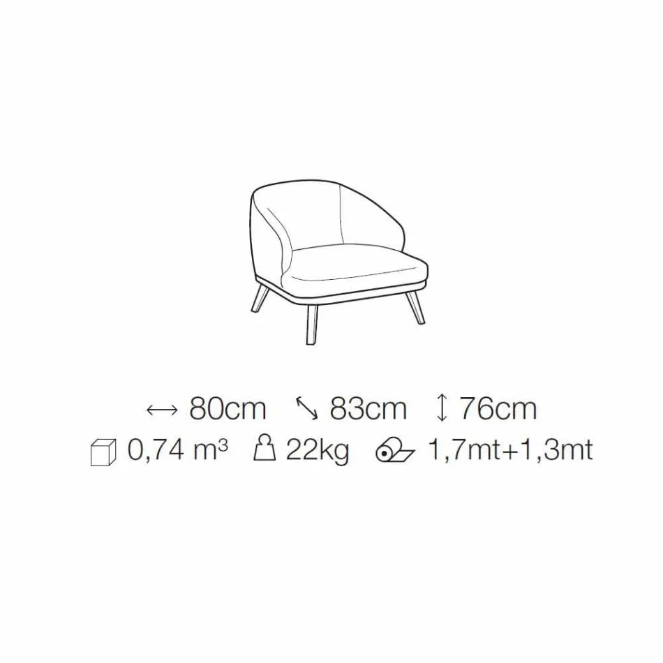 Sillón de tela con base de madera maciza Made in Italy - Pepina Viadurini