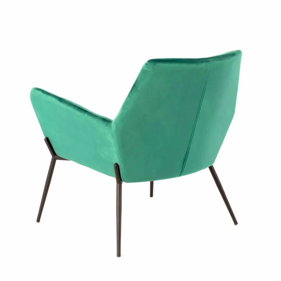 Sillón moderno en terciopelo verde petróleo y metal negro - Tonificado Viadurini