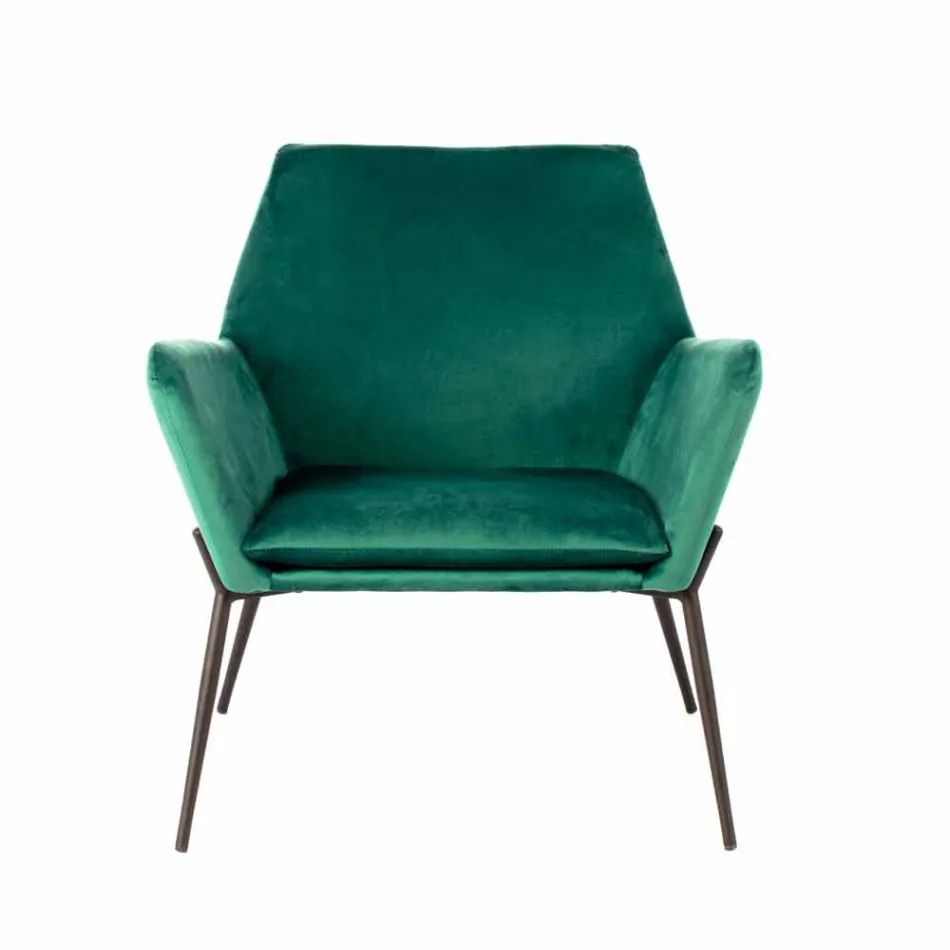 Sillón moderno en terciopelo verde petróleo y metal negro - Tonificado Viadurini