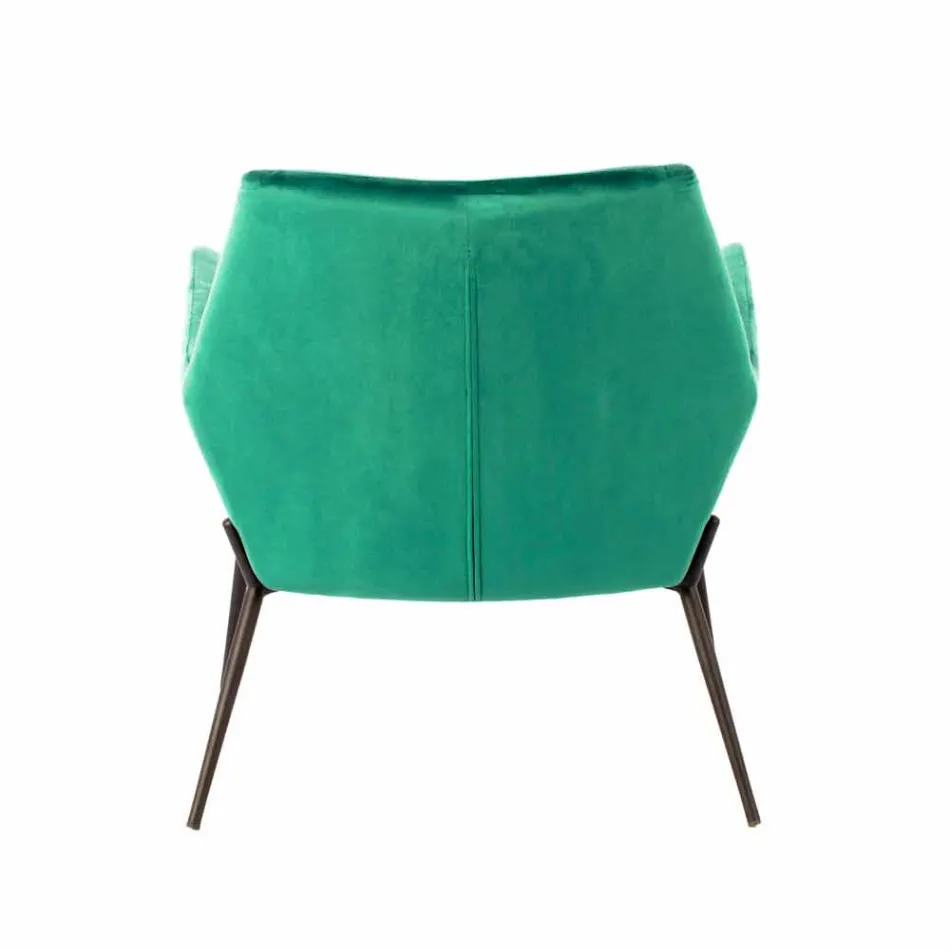 Sillón moderno en terciopelo verde petróleo y metal negro - Tonificado Viadurini