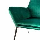 Sillón moderno en terciopelo verde petróleo y metal negro - Tonificado Viadurini