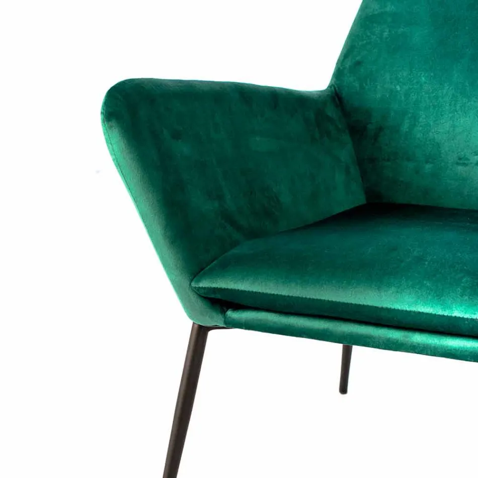Sillón moderno en terciopelo verde petróleo y metal negro - Tonificado Viadurini