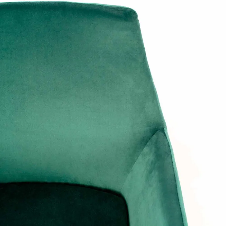 Sillón moderno en terciopelo verde petróleo y metal negro - Tonificado Viadurini