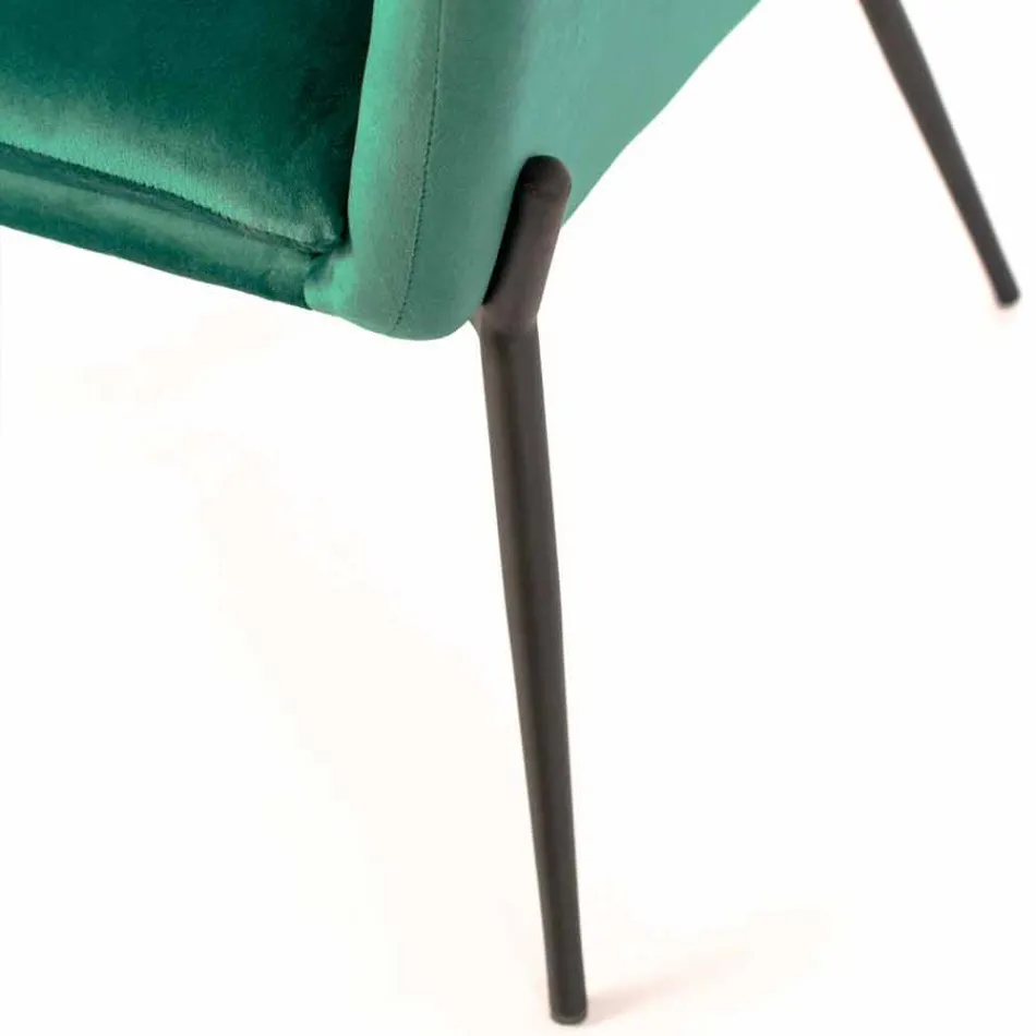 Sillón moderno en terciopelo verde petróleo y metal negro - Tonificado Viadurini