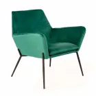 Sillón moderno en terciopelo verde petróleo y metal negro - Tonificado Viadurini