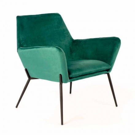 Sillón moderno en terciopelo verde petróleo y metal negro - Tonificado Viadurini