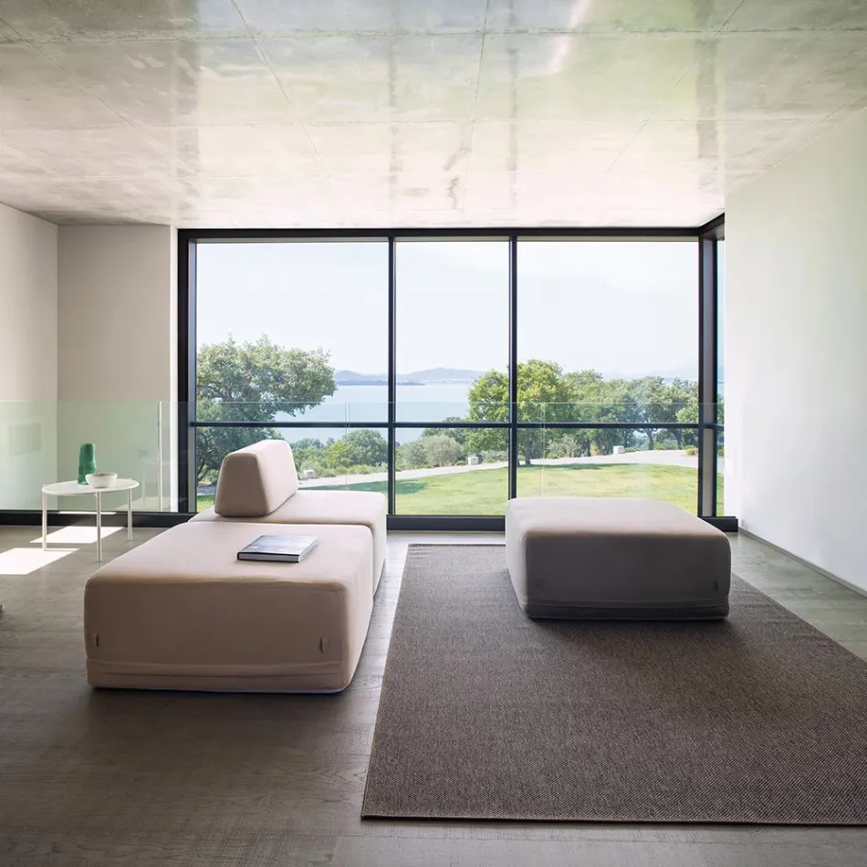 Sillón de salón cuadrado tapizado en tela Made in Italy - Lilium Viadurini