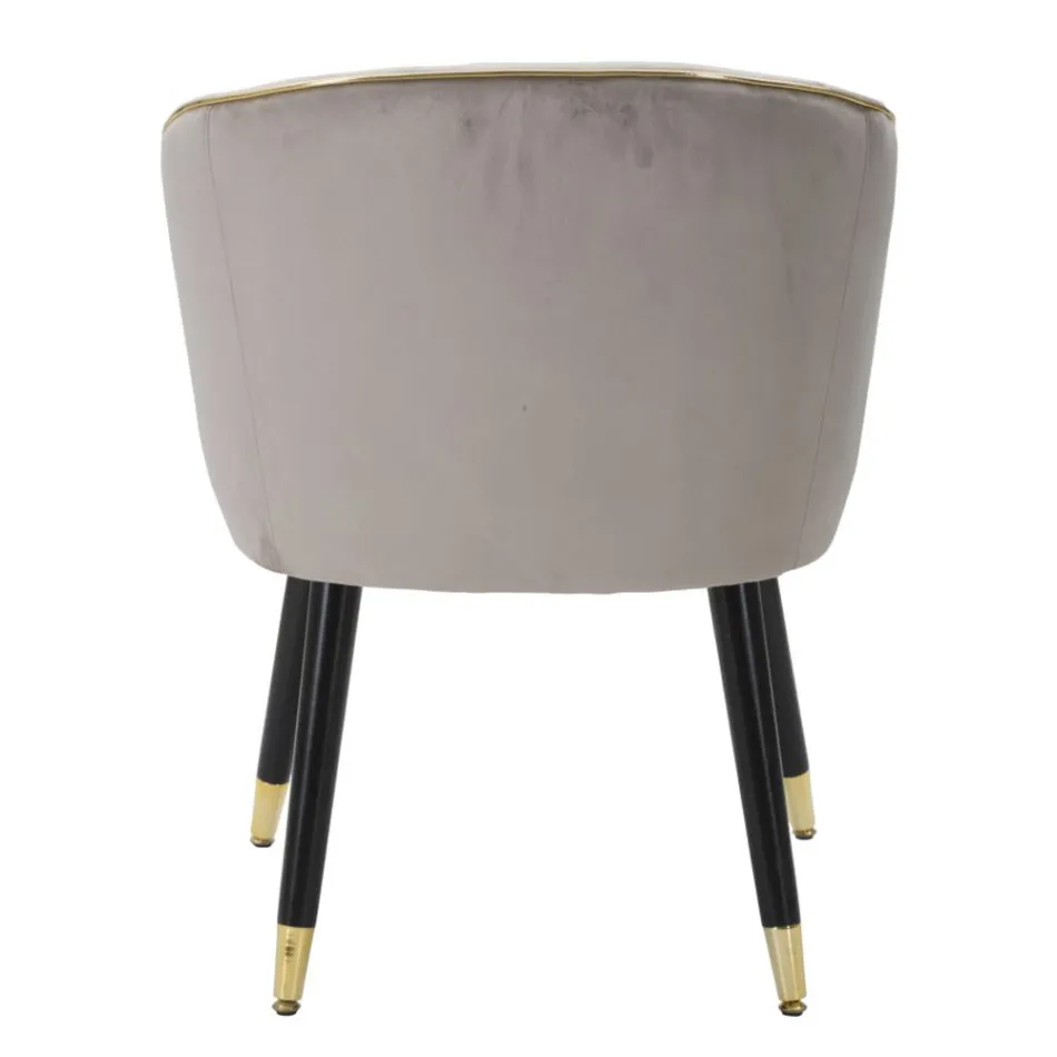 Sillón de salón tapizado en tela con modernas patas de madera - Ezia Viadurini