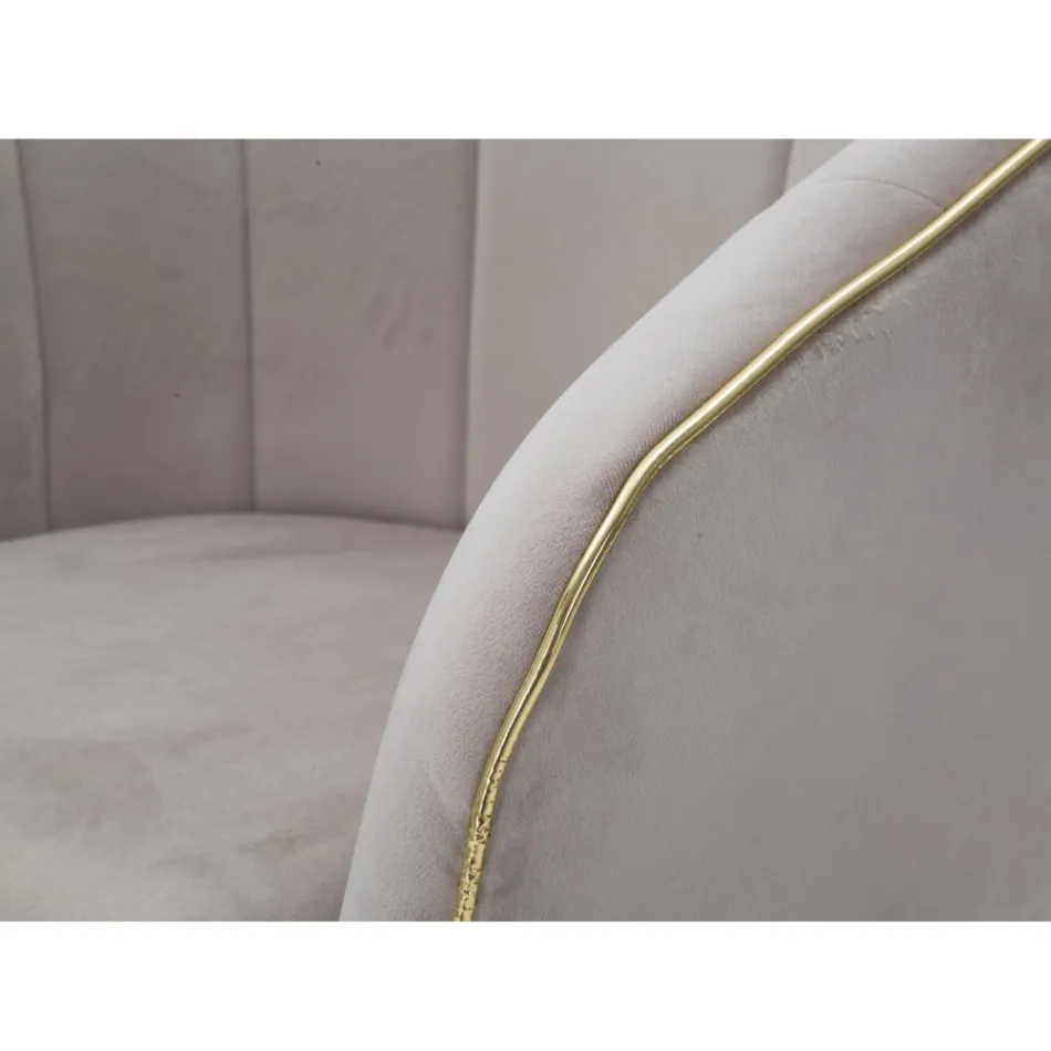 Sillón de salón tapizado en tela con modernas patas de madera - Ezia Viadurini